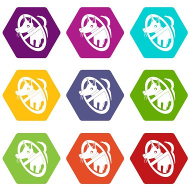 9 vektör yok köpekler Icons set