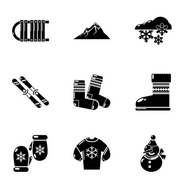 Kış giyim Icons set, basit tarzı