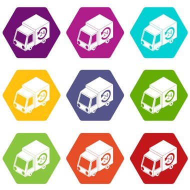 24 saat 9 vektör teslim Icons set