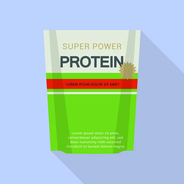 Icona del pacchetto proteico super potente, stile piatto — Vettoriale Stock