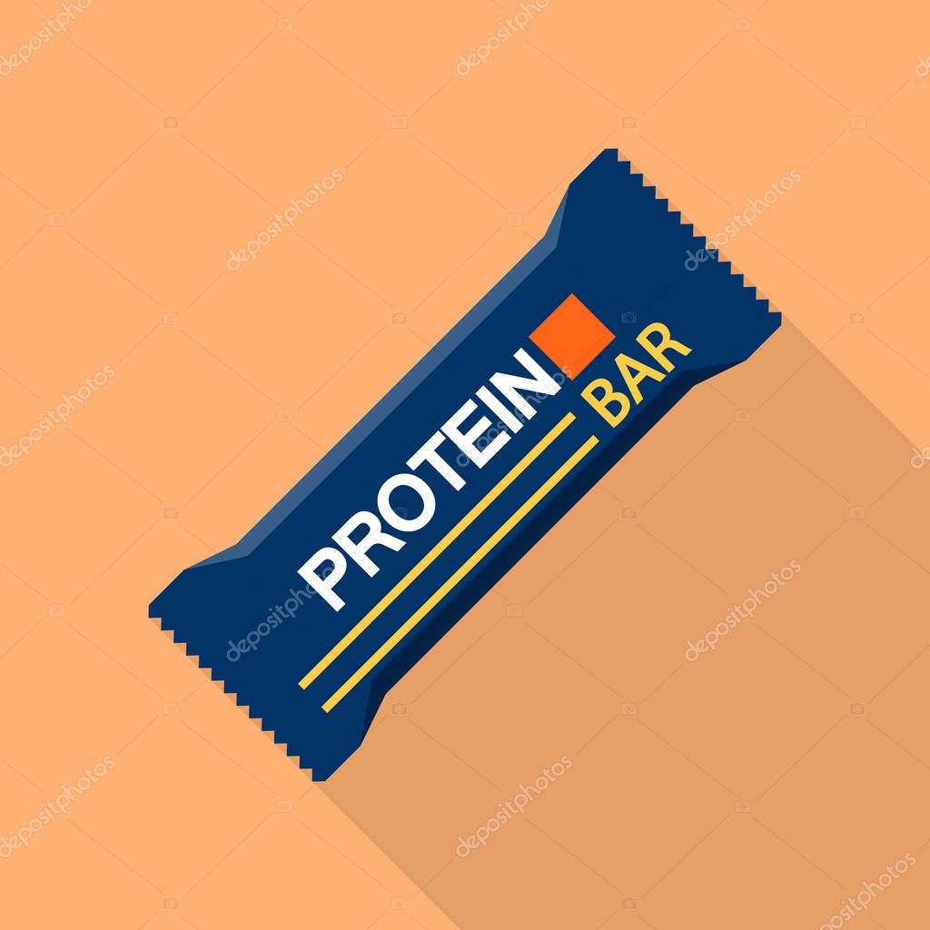 Blue protein bar icon. Flat illustration of blue protein bar vector icon for web design