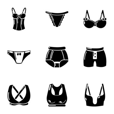 İç çamaşırı Icons set, basit tarzı