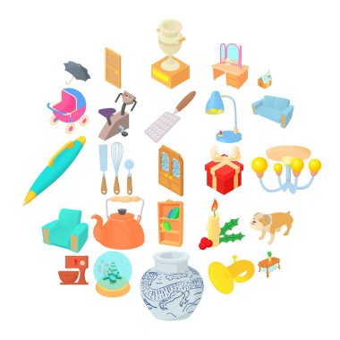 Ev mobilyaları Icons set, karikatür tarzı