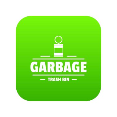 Bin çöp çöp yeşil simge vektör
