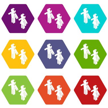 Kadın ve erkek için Pazar simgeler 9 vektör ayarla