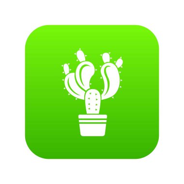 Kaktüs pot yeşil simge vektör