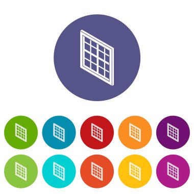 Kafes pencere çerçeve simgeler vektör renk ayarla