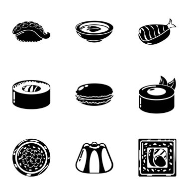 Japonya suşi Icons set, basit tarzı