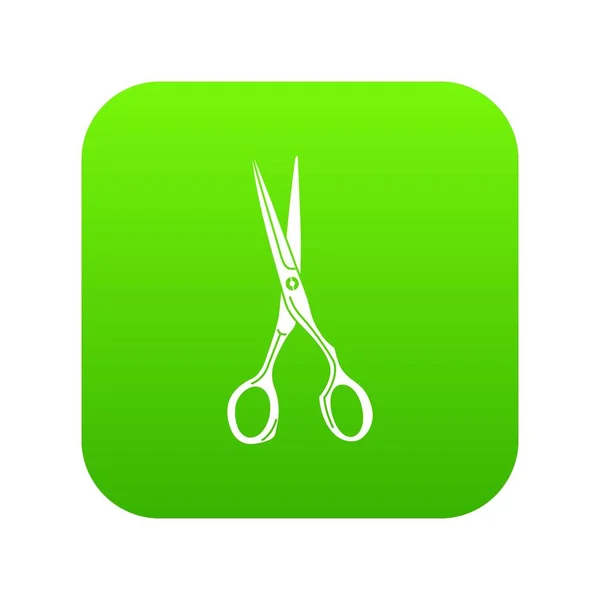 Sharp scissors icon green vector — Stock Vector