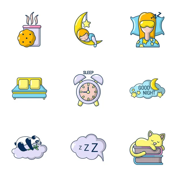 Zoete droom iconen set, cartoon stijl — Stockvector