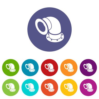 Yarım Silindirik boru simgeler vektör renk ayarla