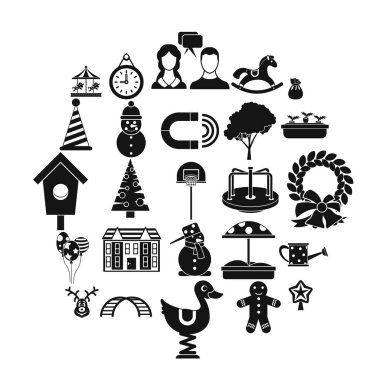 Anaokulu Icons set, basit tarzı