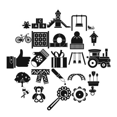 Anaokulu Icons set, basit tarzı