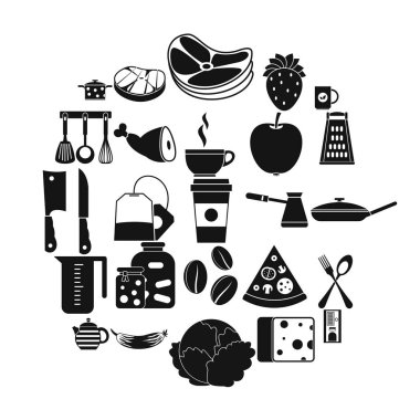 Mutfak Icons set, basit tarzı
