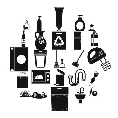 Yemek Icons set, basit tarzı