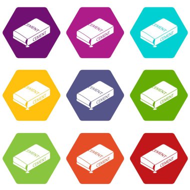 9 vektör çimento torbası Icons set