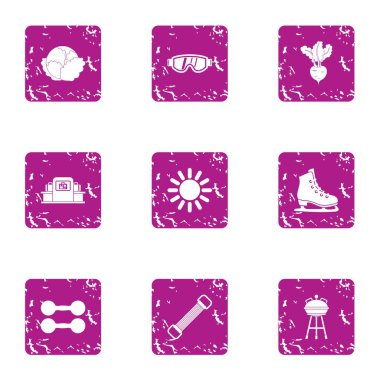 Yeşil Icons set, grunge tarzı uygun