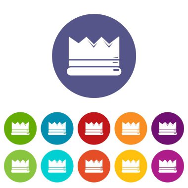 Gümüş crown simgeler vektör renk ayarla