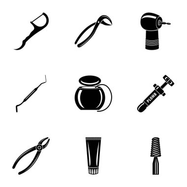 Metal aracı Icons set, basit tarzı