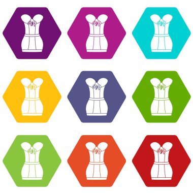 9 vektör Retro korse Icons set