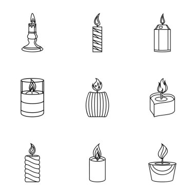 Mum ışığı Icons set, anahat stili