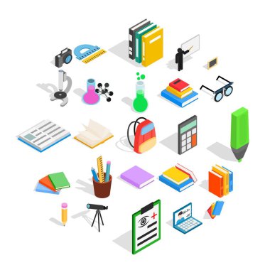 Bilgi Icons set, izometrik stili