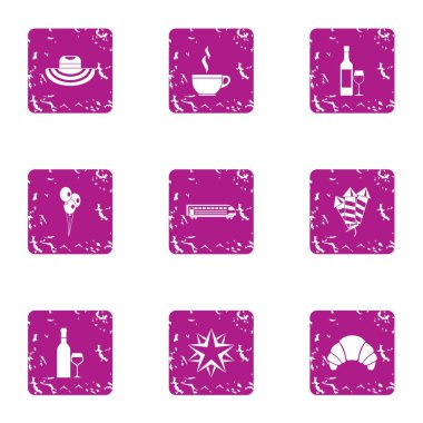 Icons set, grunge tarzı merak