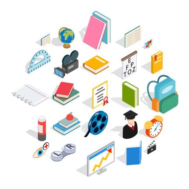 Bilgi Icons set, izometrik stili