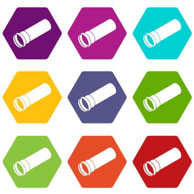 9 vektör plastik boru Icons set