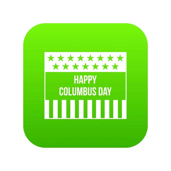 Feliz día de Colón icono digital verde — Vector de stock