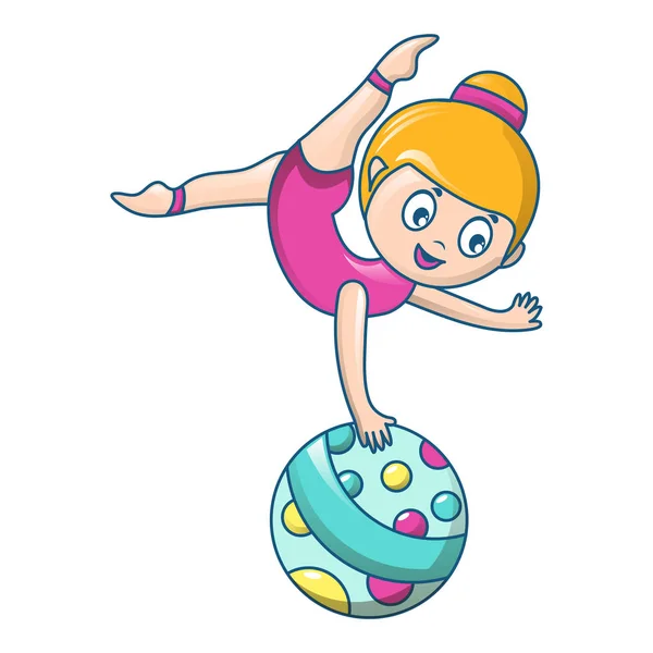 Femme acrobate icône, style dessin animé — Image vectorielle