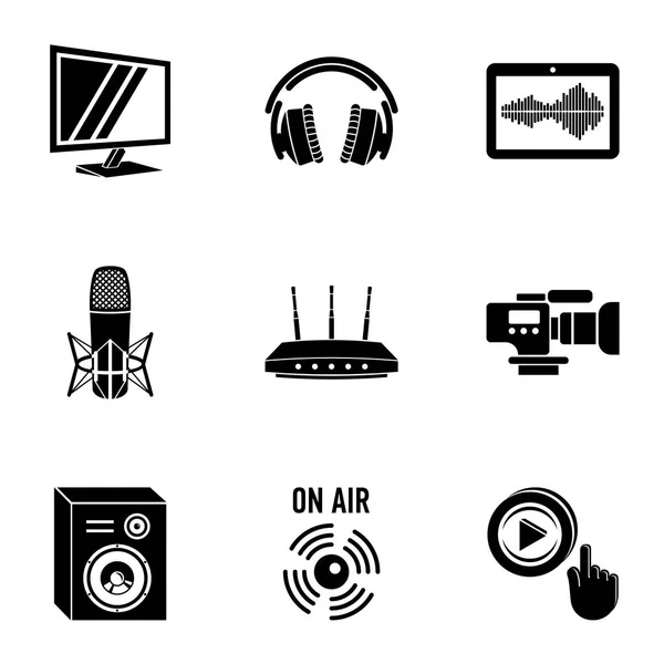 On air icons set, simple style — Stock Vector