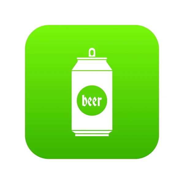 Birra in lattine di alluminio icona digitale verde — Vettoriale Stock