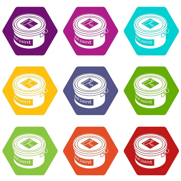9 vektör duvar boya kovası Icons set