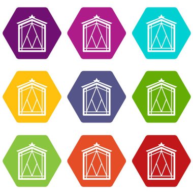 9 vektör peri pencere çerçeve Icons set