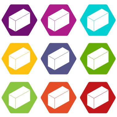 9 vektör çimento blok Icons set