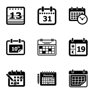 Yeni takvim Icons set, basit tarzı