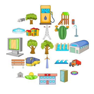 Paysage Icons set, karikatür tarzı