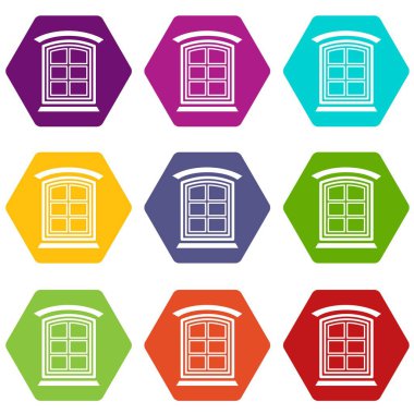 9 vektör Retro pencere çerçeve Icons set