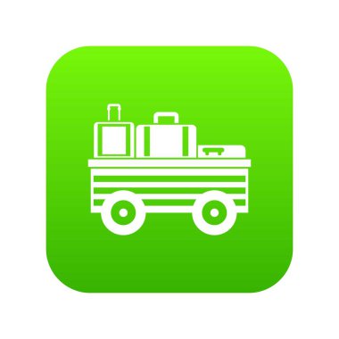 Bagaj simgesi dijital yeşil servis arabası