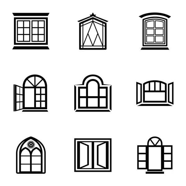 Stained glass icons set, eenvoudige stijl — Stockvector