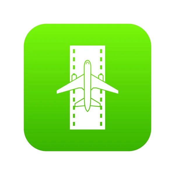 Uçak pist simgesi dijital yeşil — Stok Vektör