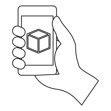 Smartphone ile 3d modeli simgesini, anahat stili