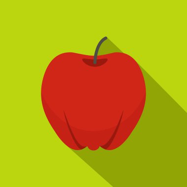 Kırmızı Olgun elma simgesi, düz stil