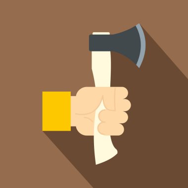 Ahşap tutamaç simgesi baltayla tutan el