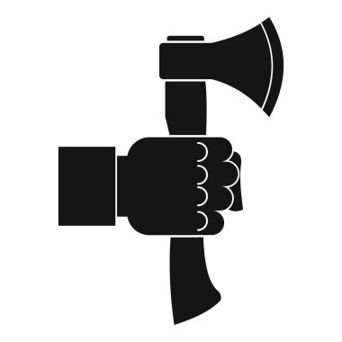 Ahşap tutamaç simgesi baltayla tutan el