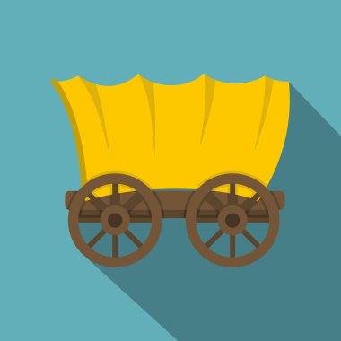 Ancient western covered wagon icon
