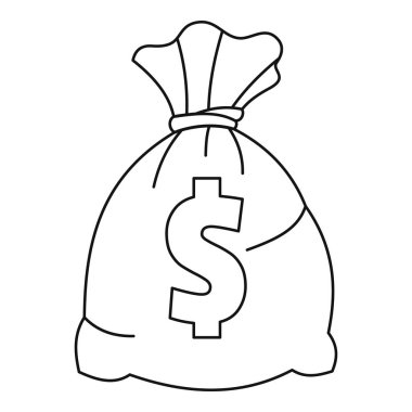 Para bizimle dolar işareti simgesi, anahat stil çanta