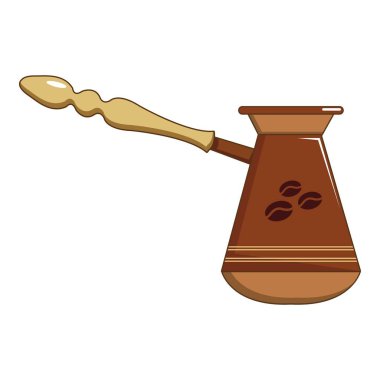 Kahverengi cezve simgesi, karikatür tarzı