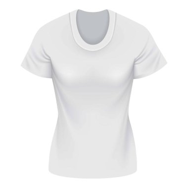Arka beyaz boyun tshirt mockup kadın. Arka beyaz kadın tshirt vektör mockup web için gerçekçi çizimi